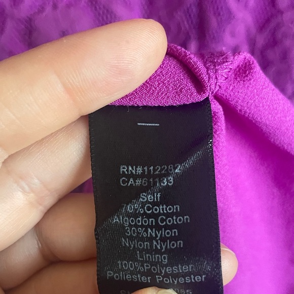 Adelyn Rae Lace Sheath Dress With Tiered Skirt. In Pink/Purple. Pre-Owned. - Picture 8 of 9